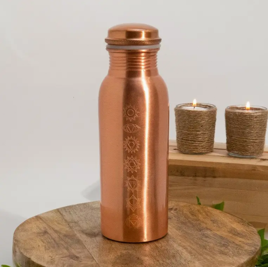 Luksus Kobber Vandflaske - 7 chakraer - 750 ml