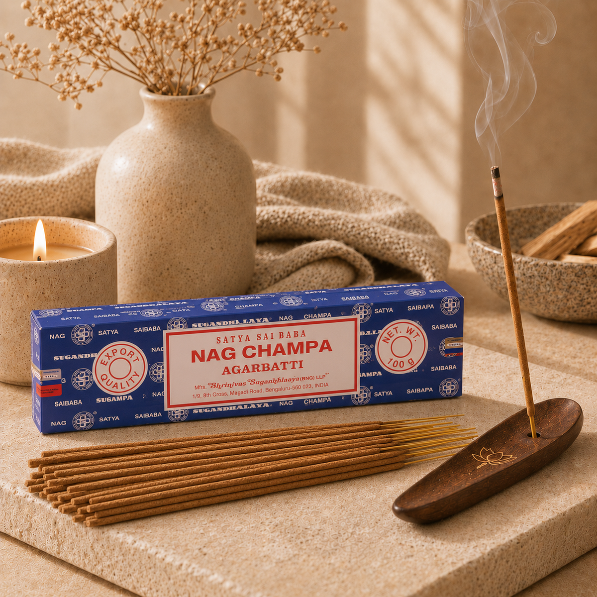 Nag Champa Røgelsespinde - 100g