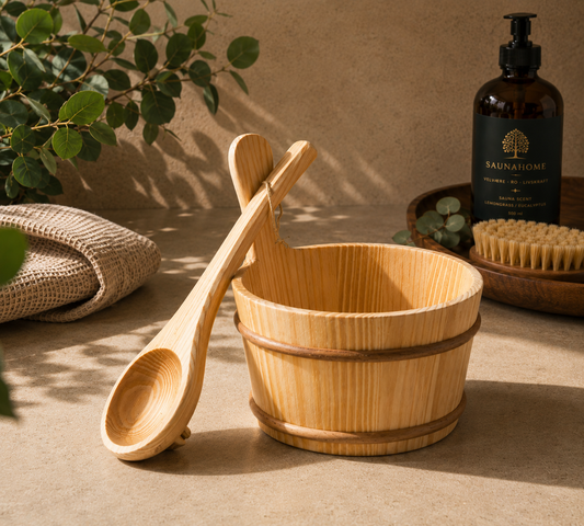 Sauna Spand & Øse Sæt – Naturligt Træ