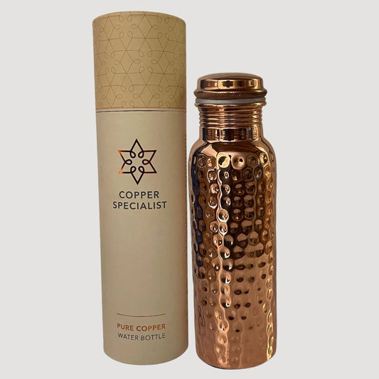 Luksus Kobber Vandflaske - Hamret poleret - 750 ml
